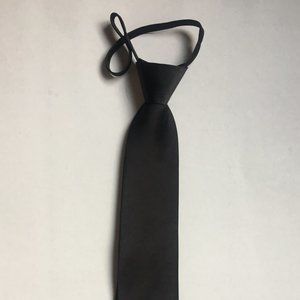 Manzini Neckwear Thin Black Zipper Tie
